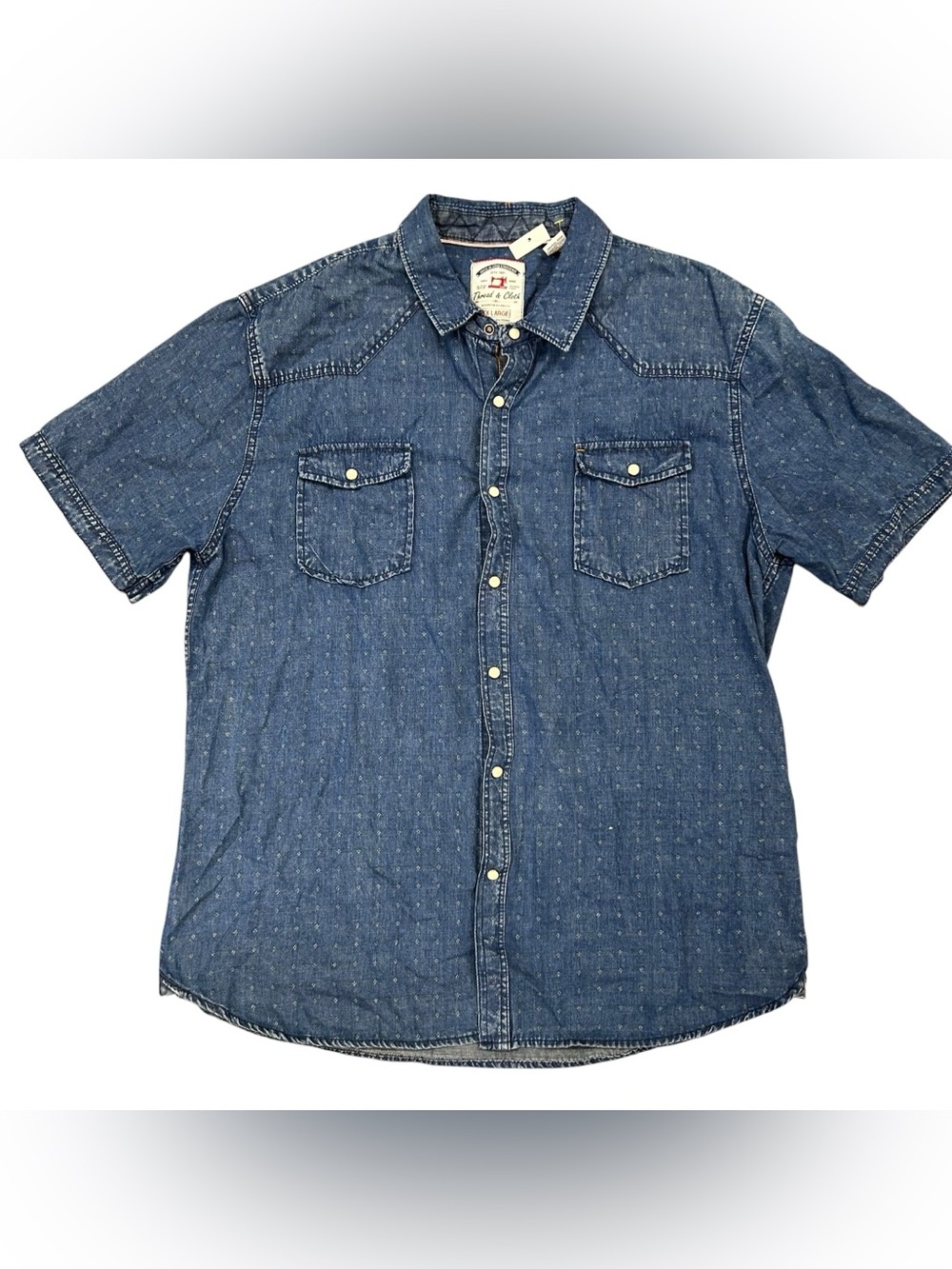 Thread & Cloth Men's XXL Short Sleeve Pearl Snap Down Chest Pocket Shirt NWT